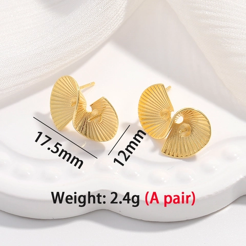 Fan Shaped Earring Studs With 925 Sterling Silver Earring Post Irregular Retro Hollow Spiral Texture DIY Jewelry Finding