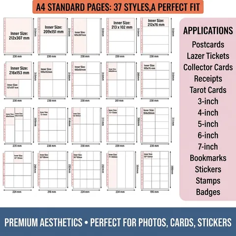 Card Binder Refill Pages Transparent PP Pocket Sleeves For Photocard Collection Waterproof Holographic Matte Punched