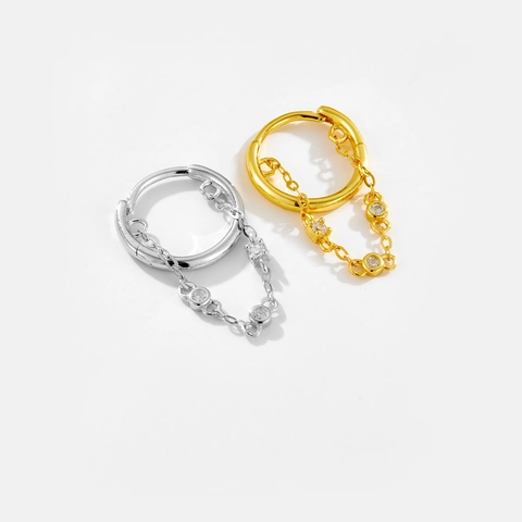 925 Sterling Silber Creolen Ohrring Mit Zirkonia Kette Minimalistischer Retro Schmuck Für Damen