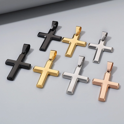 Pendentif Croix en Acier Inoxydable Minimaliste Seul Sans Chaîne Pour Hommes Femmes Bijoux Religieux Accessoire Cadeau