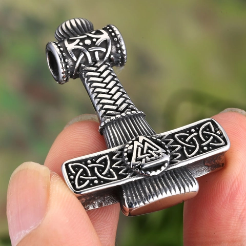 Collana Pendente Mjolnir Martello Di Thor Vichingo Valknut Nodo Celtico Acciaio Inossidabile 316 Retro Mitologia Norrena Uomo