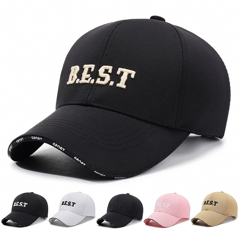 Casquette de Baseball Unisexe Décontractée avec Lettres Brodées B.E.S.T Réglable en Mélange de Coton Protection Solaire
