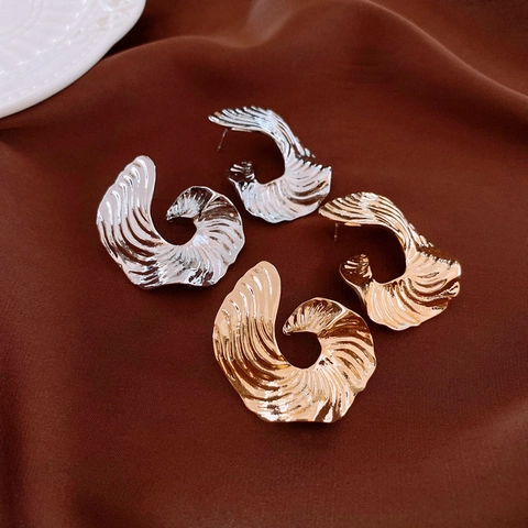 Orecchini Irregolari Onde Geometriche In Lega Con Perno In Argento Sterling 925 Per Donne