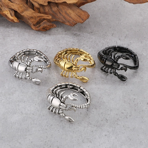 Pulsera Rey Escorpión Hombres Acero Titanio Punk Rock Retro Exagerado Gótico Vintage Estilo Brazalete De Acero Inoxidable Joyería
