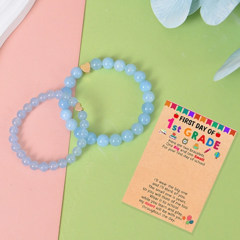 Braccialetti In Pietra Naturale E Cristallo Con Cuore Regalo Di Ritorno A Scuola Per Madre E Figlia Gioielli Elastici