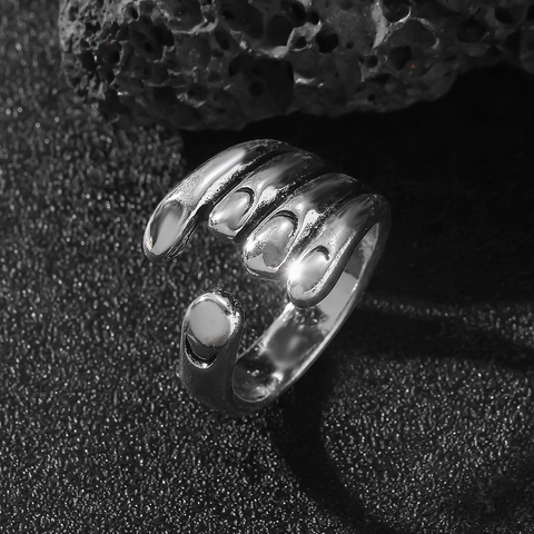 Vintage Creatief Ontwerp Hand Vinger Open Ring Voor Mannen Vrouwen Antiek Zilveren Legering Verstelbare Vinger Ring Sieraden