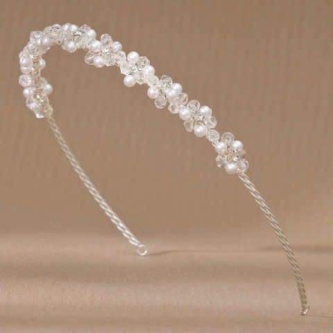 Diadema De Flores De Perlas Artificiales Y Cristales Hecha a Mano Dulce Aro De Pelo Nupcial Coreano Elegante Tocado De Boda Fiesta Para Mujer Accesorios Pelo