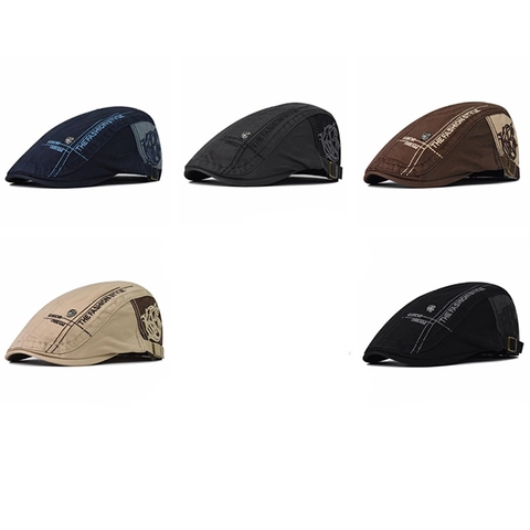 Coppola Da Uomo Vintage In Cotone Traspirante Cappello Ivy Regolabile Stile Britannico Ricamo Decorazione Teschio In Metallo
