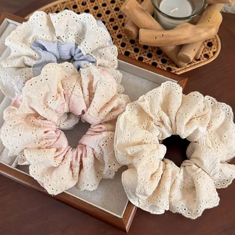 Vintage Spitze Stoff Scrunchie Süße Elastische Haargummi Damen Mädchen Eleganter Haarschmuck