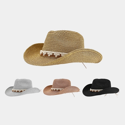 Breiter Krempe Stroh Cowboyhut Western Stil Atmungsaktiv Geflochtener Sonnenschutz Sommer Strandhut Für Damen Herren