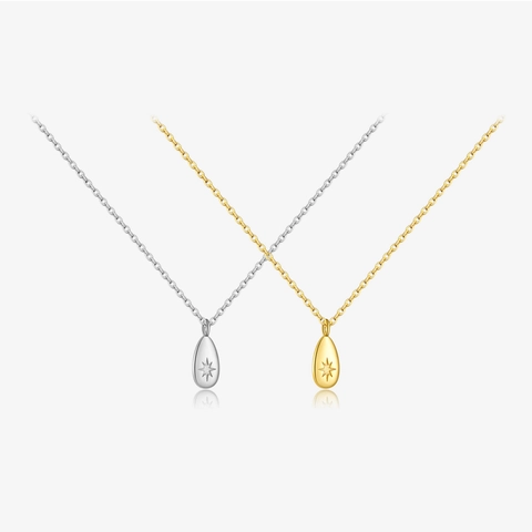 Collana con Pendente a Goccia d'Acqua Starburst in Argento Sterling 925 per Donna Elegante Oro Argento Strass Intarsiato Gioielli di Moda