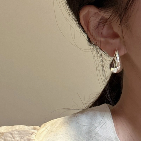 S925 Sterling Silver Teardrop Stud Earrings For Women Minimalist High Polished Water Drop Geometric Fashion Jewelry Gift