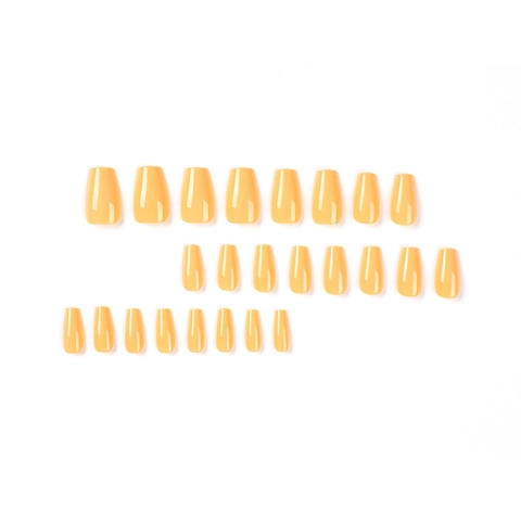 Faux Ongles Jaunes Press On Ballerine Coffin Ongles Artificiels Brillant Full Cover Pour Femmes Manucure DIY