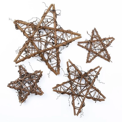 Ghirlanda Natalizia a Stella in Rattan Naturale Tessuta a Mano Ornamento Appeso DIY per Matrimonio Festa Decorazione della Parete di Casa