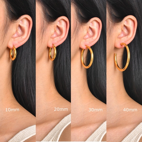 Orecchini A Cerchio Minimalisti In Acciaio Inossidabile Placcato Oro 18K Lucido Gioielli Di Moda Geometrici Per Donna