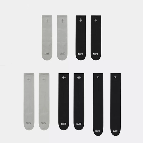 Cotton Socks For Women Embroidered Cross Flower Casual Sports Ribbed Breathable Mid Over-Knee High Ankle
