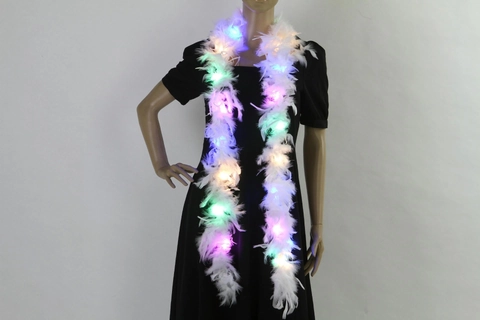 LED Glowing Feather Boa Garland Natural Soft Feather With Colorful Lights For Christmas Party Festival Costume Accessory