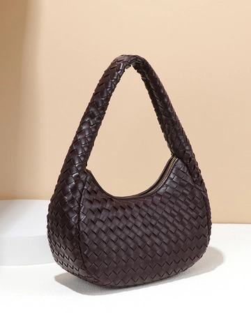 Borsa A Spalla Hobo In Pelle PU Intrecciata Borsa A Mano A Mezzaluna Minimalista Borsa Sottobraccio Versatile Donna