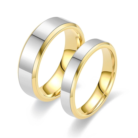 Anillo de Acero de Titanio Minimalista para Mujer Chapado en Oro de 18K Banda Lisa Joyería de Moda Geométrica Elegante Estilo de Conmutar