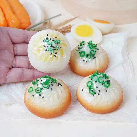 Realistic Simulation Food Keychain PVC Pan-Fried Steamed Bun Model Bag Pendant Decor Novelty