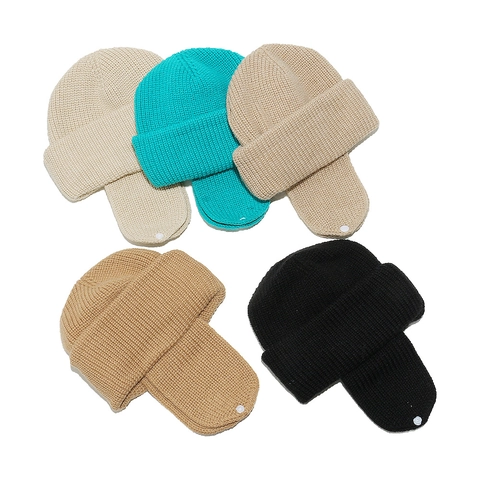 Gorro De Punto De Invierno Para Niños Con Orejeras Cálido Color Sólido Acrílico Gorro Cortavientos Para Niños