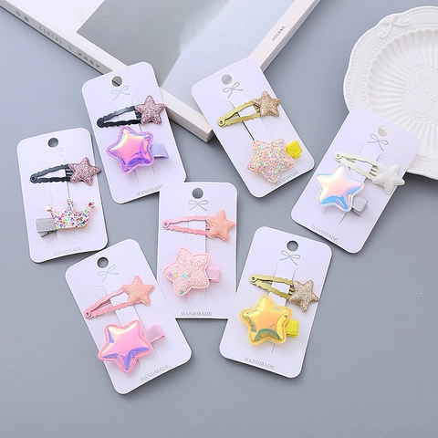 Cute Kids Star Hair Clips Sparkling Glitter Five-Pointed Star Alloy BB Clips Sweet Girls Hair Accessories