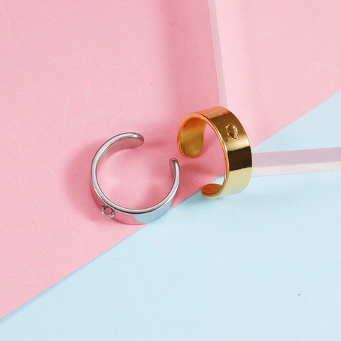 304 Roestvrijstalen Open Ring Basis Met Ophangoog Voor DIY Sieraden Maken Verguld Spiegelgepolijst Verstelbaar