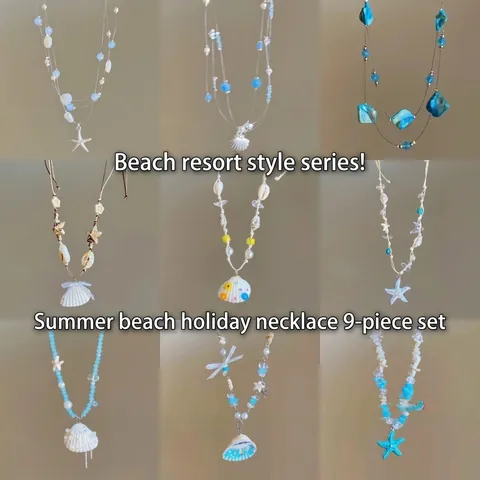 Collar Multicapa De Estrella De Mar Concha Perla Artificial De Imitación Cuentas Coloridas Moda Boho Playa Verano Para Mujeres