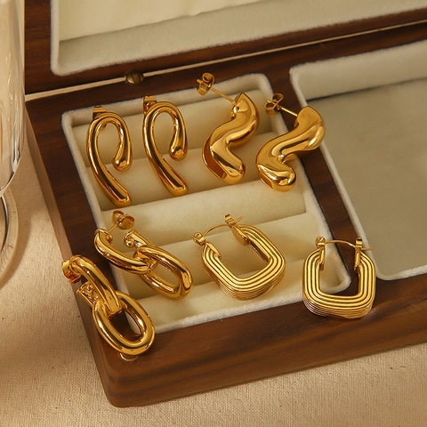 Pendientes De Oro Bañados En 18K Acero Inoxidable Geométrico Irregular Gota De Agua Joyería Minimalista Para Mujer