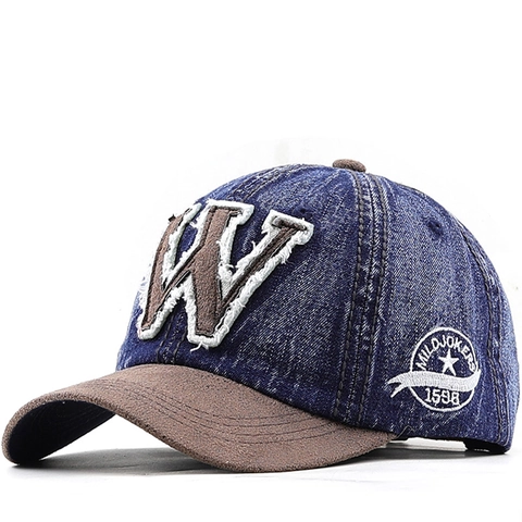 Gewassen Katoen Denim Honkbalpet Vintage Distressed Letter W Patch Verstelbaar Hip Hop Zonnehoed Voor Heren Dames