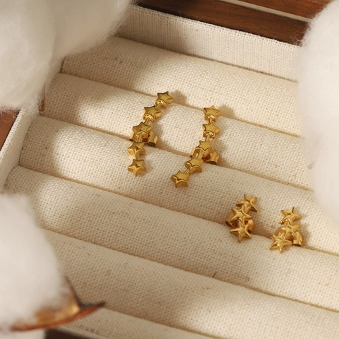 Orecchini A Lobo A Stella E Ear Climbers In Acciaio Inossidabile Placcato Oro 18K Gioielli Minimalisti Per Donna