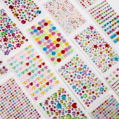 Autocollants 3D Strass Auto-Adhésifs Stickers En Cristal Acrylique Pour Bricolage Maquillage Scrapbooking Cadeau Filles