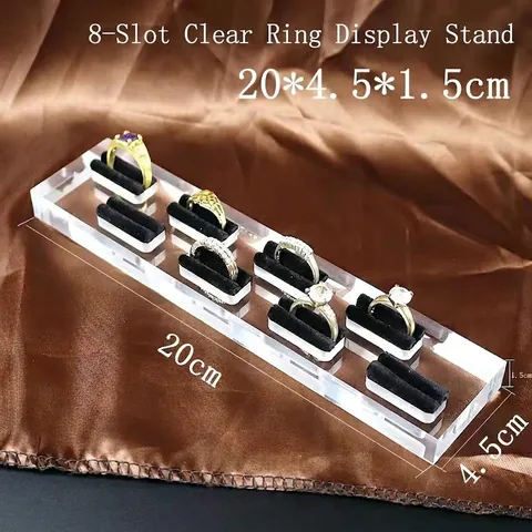 Jewelry Ring Display Stand Acrylic Transparent Base With Velvet Slots Storage Organizer Holder Showcase