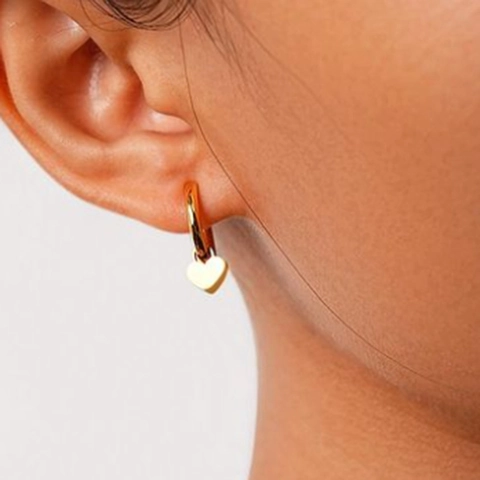 Pendientes De Aro Con Colgante De Corazón Acero Inoxidable Bañado En Oro De 18K Impermeable Joyería Para Mujer
