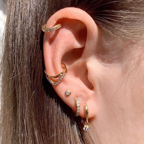 S925 Sterlingsilber Ohrstecker-Stift Drei Kreise Creolen Für Damen Kupfer Zirkonia Geometrische Ohrringe Minimalistischer Schmuck