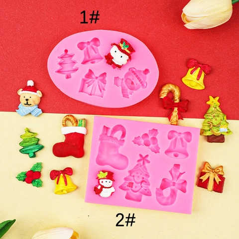 Weihnachten Silikonform Schneemann Baum Glocke Sockenform DIY Backwerkzeug Für Fondant Schokolade Harz