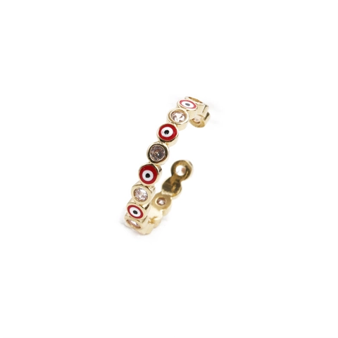 Boze Oog Open Ring Koper Verguld Met Kleurrijk Emaille En Micro Zirkoon Verstelbare Vinger Juwelen Voor Dames Heren