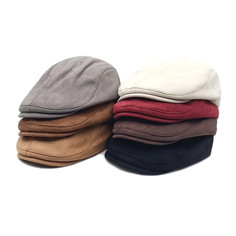Berretto Piatto In Camoscio Vintage Stile Britannico Retrò Cappello Ivy Per Donne Autunno Inverno Casual Antivento Versatile