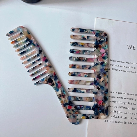Cellulose-Acetat Haarkamm Grobzinkig Tortoise Marmor Muster Bunter Entwirrungsbürste Tragbares Styling Tool Schick