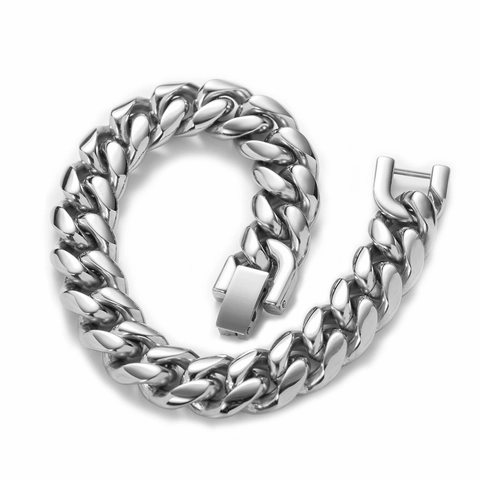 Chunky Cuban Link Chain Necklace And Bracelet Stainless Steel Hip Hop Bold Industrial Jewelry For Men Women