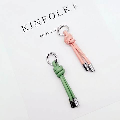 PU Leather Knotted Keychain Minimalist Bag Charm With Metal Ring And Ends Stylish Handcrafted Accessory For Women Men