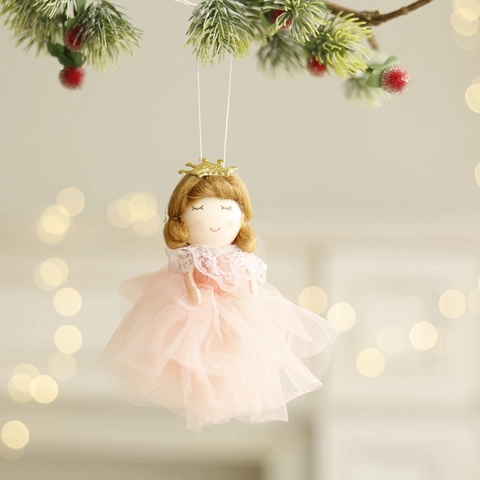 Addobbi Natalizi Appesi Bambola Angelo Tessuto Pizzo Garza Corona Ballerina Di Danza Decorazione Festiva