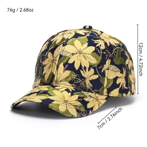 Floral Print Baseballkappe Polyester Jacquard Verstellbar Vintage Ethnischen Stil Sonnenschutz Atmungsaktiv Für Damen