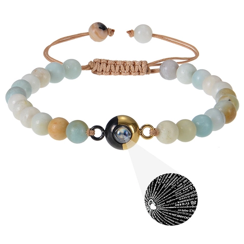 Bracciale Di Perline In Pietra Naturale Con Proiezione Ti Amo Multilingue Perla In Metallo Corda Intrecciata Per Coppie