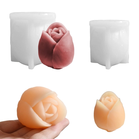 Moule En Silicone Fleur De Tulipe Et Bouton De Rosa 3D Pour Bougie Savon Gâteau Fait Main Décoration