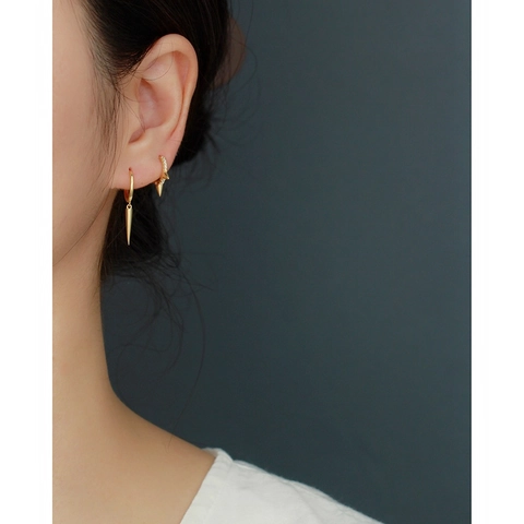 Punk Spike Hoop Earrings 925 Sterling Silver Cone Dangle Gothic Minimalist Jewelry For Women