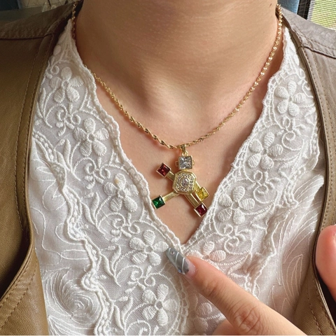 Robot Pendant Necklace Copper Colorful Zircon Inlaid Retro Cute Fashion Jewelry Accessory For Women