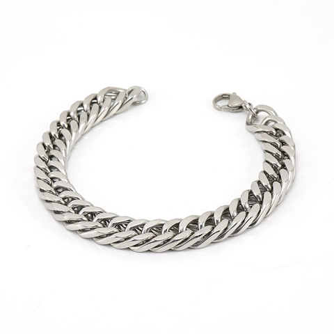 Bracciale A Catena Cubana In Acciaio Inossidabile Da Uomo Punk Hip Hop Moda Gioielli A Maglia Grossa Con Chiusura A Moschettone