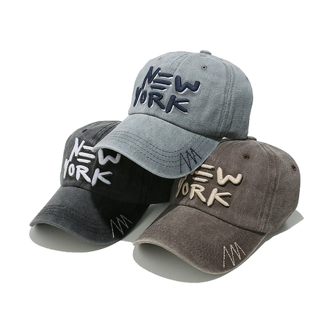 Cappello Da Baseball Con Ricamo Lettere New York Cotone Lavato Retrò Cappello Protezione Solare Unisex
