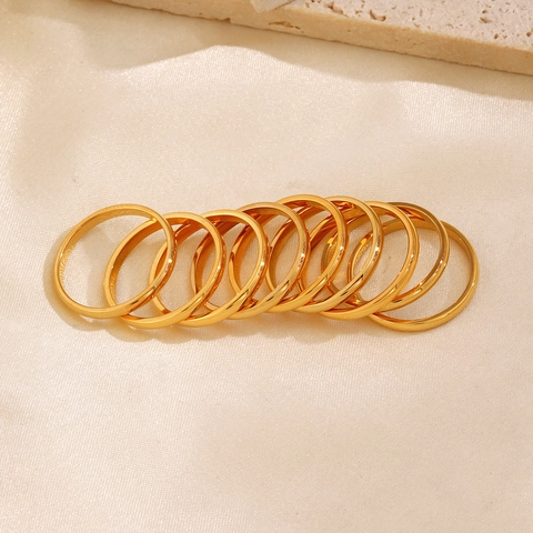 Minimalist Fashion Stainless Steel Plain Band Ring For Women Gold Plated Geometric Circle Ring Hip Hop Ins Style Jewelry